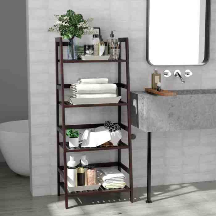 Bathroom shelf decor over toilet