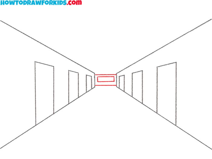 Easy drawing of empty hallway