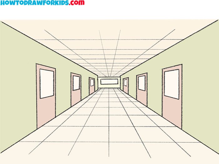 Easy drawing of empty hallway