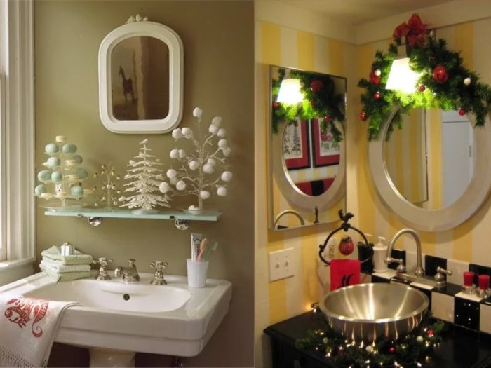 Blue christmas bathroom decor