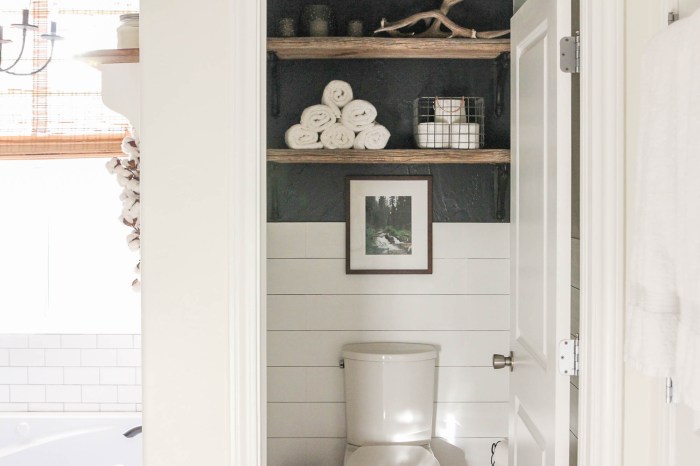 Bathroom shelf decor over toilet