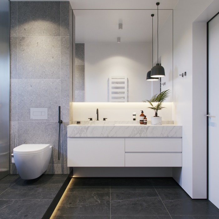 Gray white bathroom decor