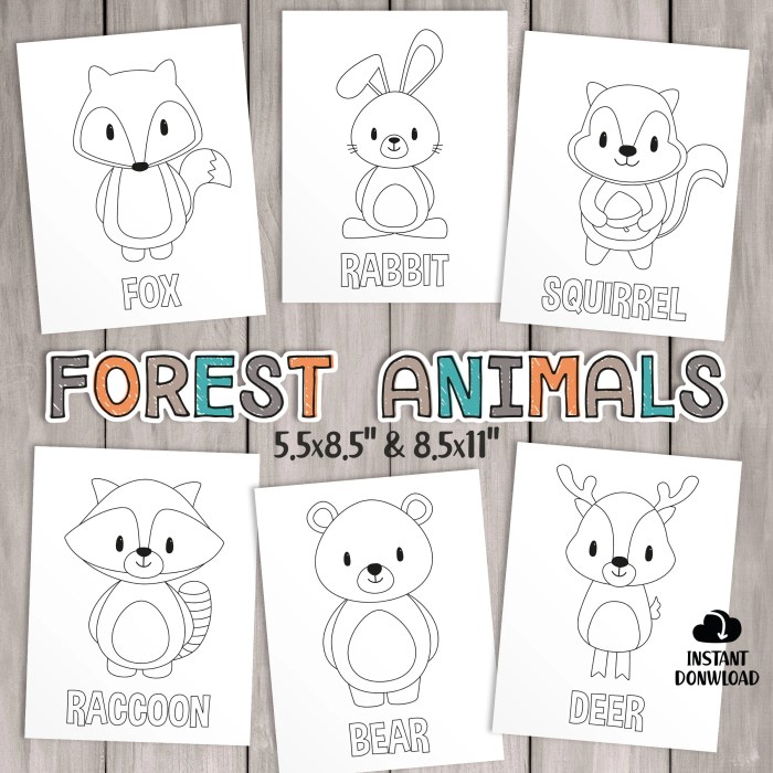 Coloring pictures of woodland animals