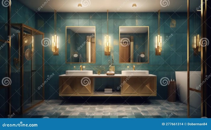 Emerald green and gold bathroom decor