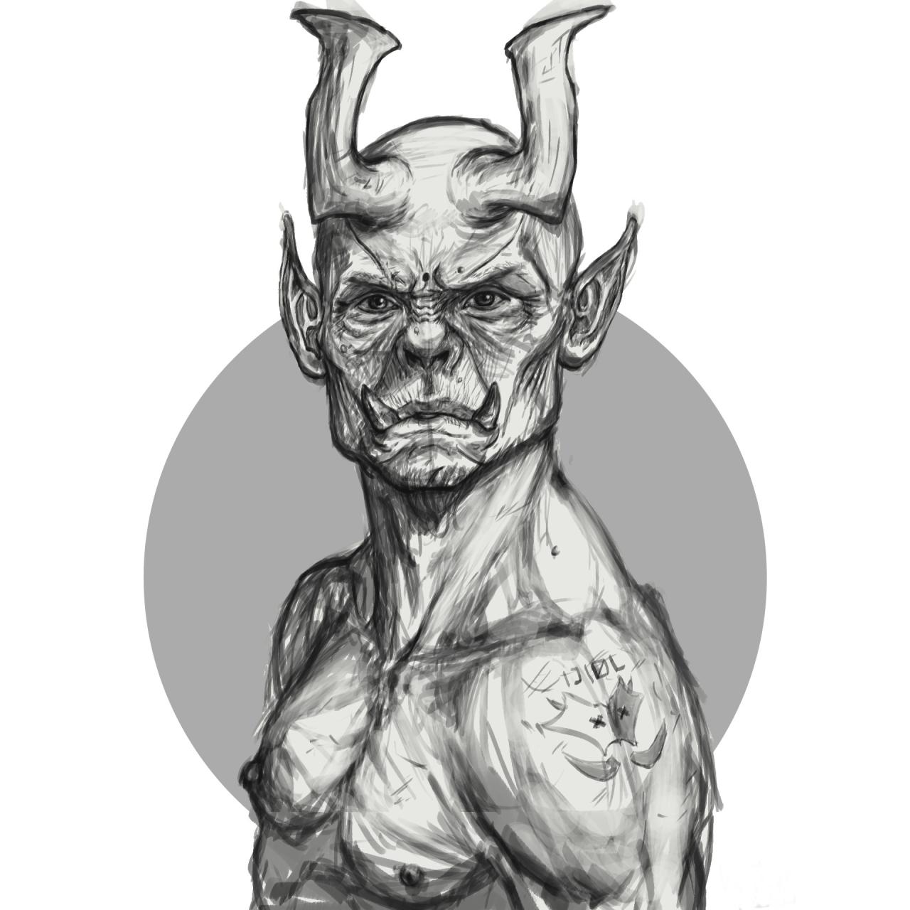 Demon head drawing easy