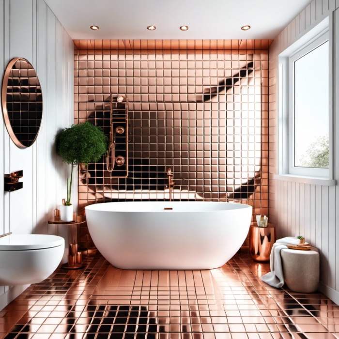 Rose gold bathroom decor