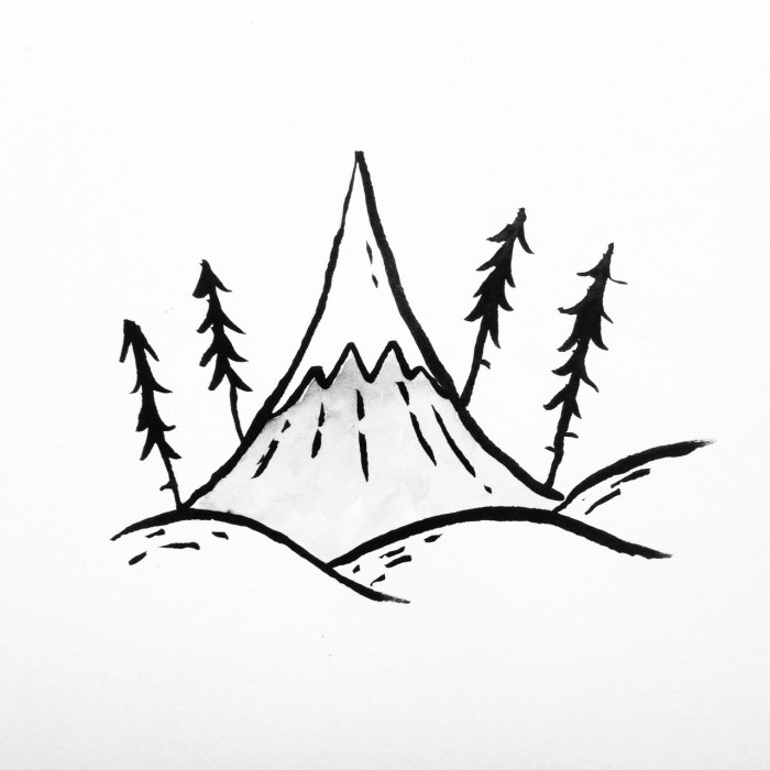 Easy mountain line drawing