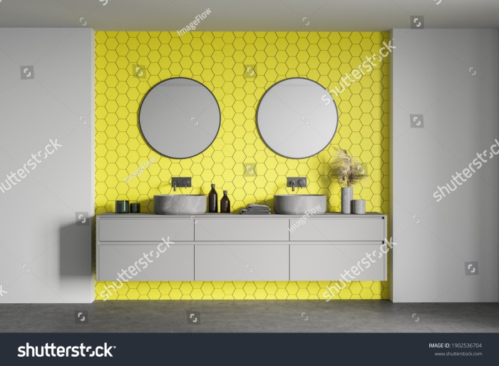 Yellow gray bathroom decor