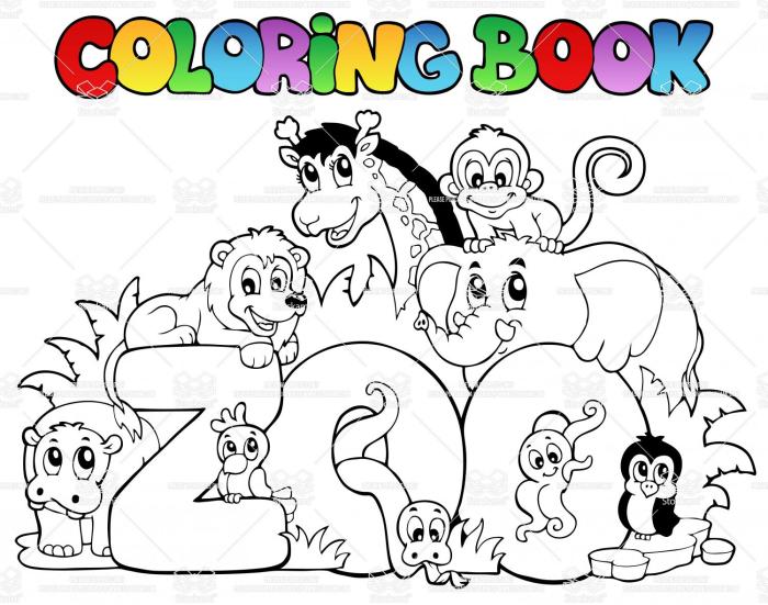 Zoo animals coloring book